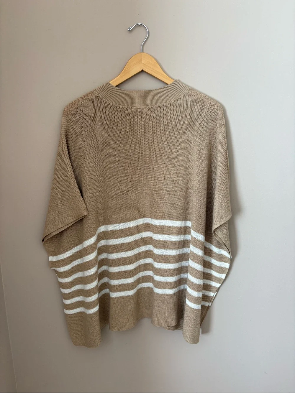 J.Crew Women’s One Size Classic Camel Striped Knit Poncho Sweater